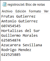 Fichero de proveedores